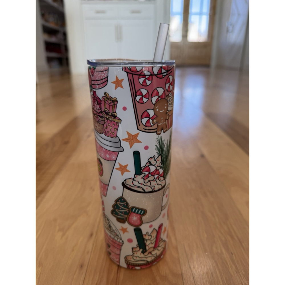 Christmas 20oz Stainless Steel Tumbler Candy Cookies Holiday Sweets